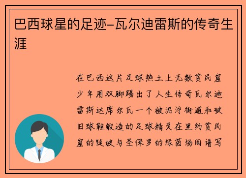 巴西球星的足迹-瓦尔迪雷斯的传奇生涯